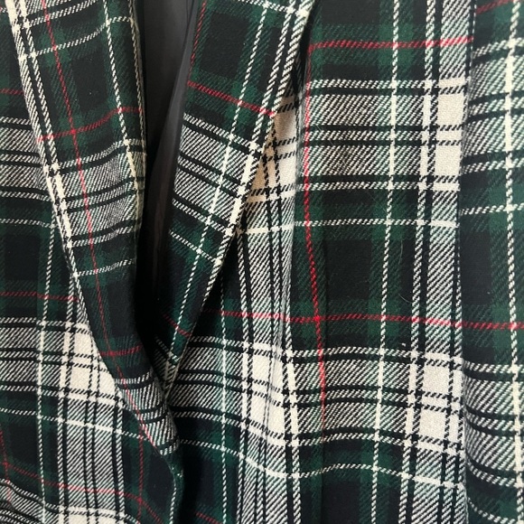 Vintage Wool Blend Tartan Blazer Green, Red, White 12 - Picture 3 of 5